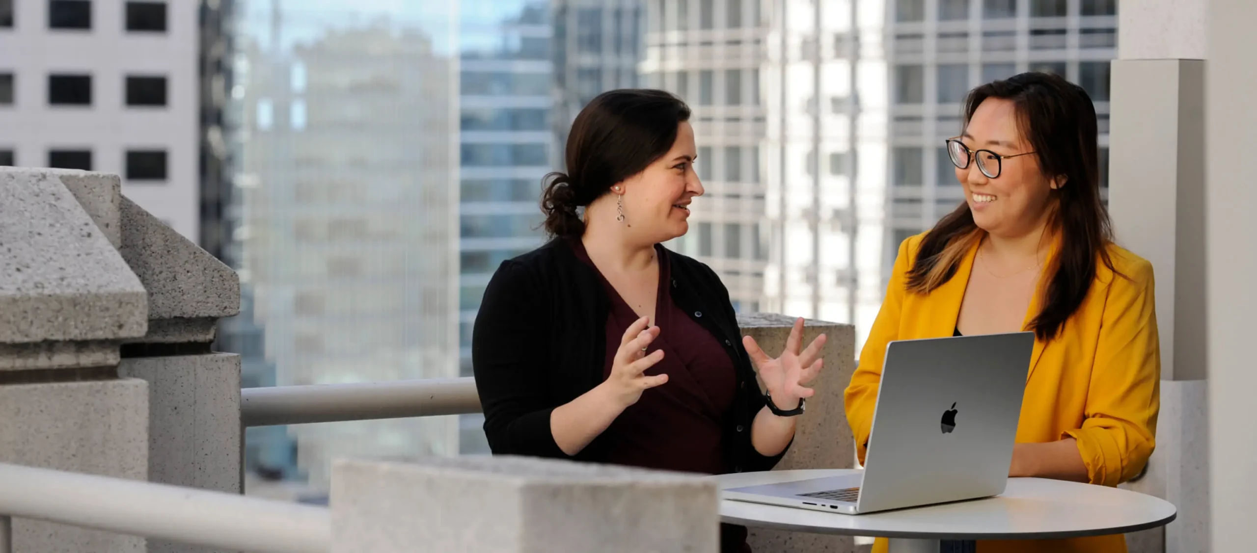 Two colleagues in a meeting.